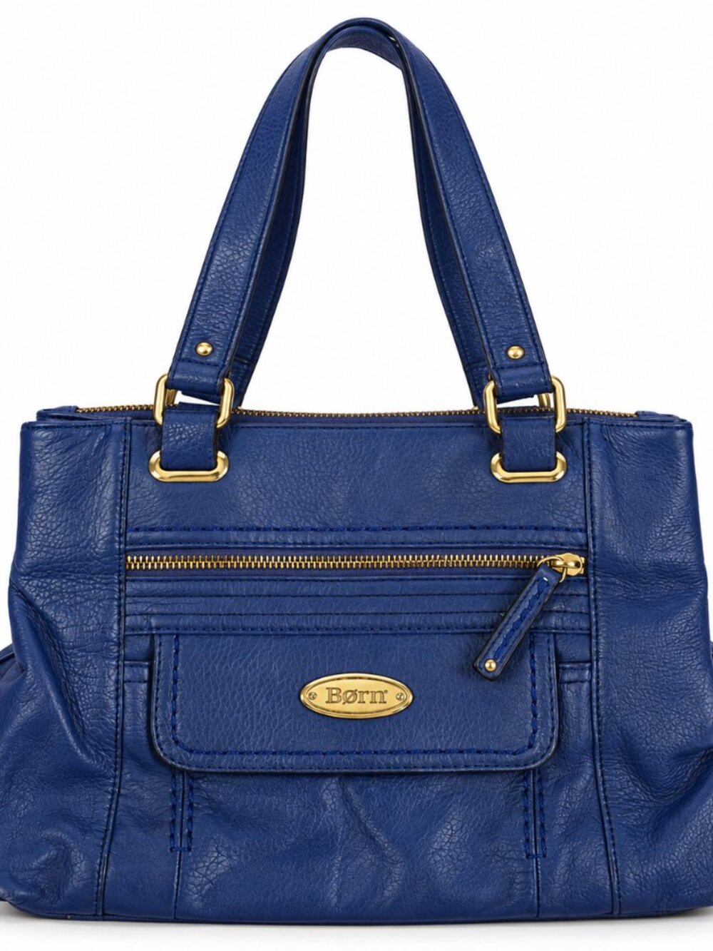 Børn Navy/Cobalt Blue Leather Tote Bag Shoulder Purse Organizer Zip Pocket